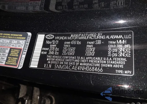 2022 Hyundai Tucson Se z USA, uszkodzony, nr VIN 5NMJACAE4NH068466